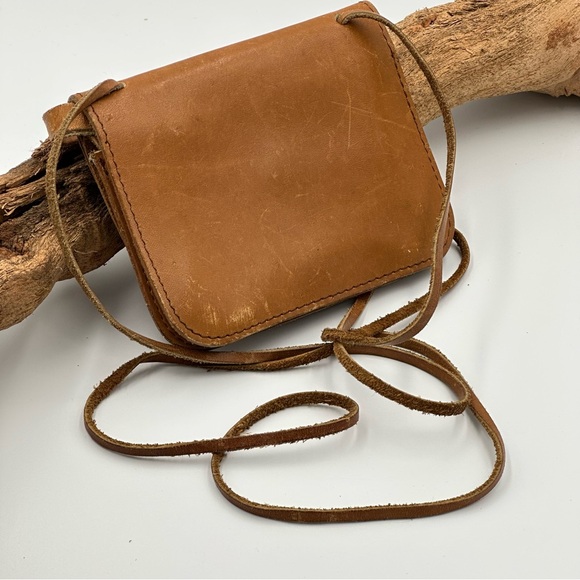 Vintage Mini Bag-Sandalwood cowhide-genuine Leather Purse/crossbody. - Picture 2 of 13